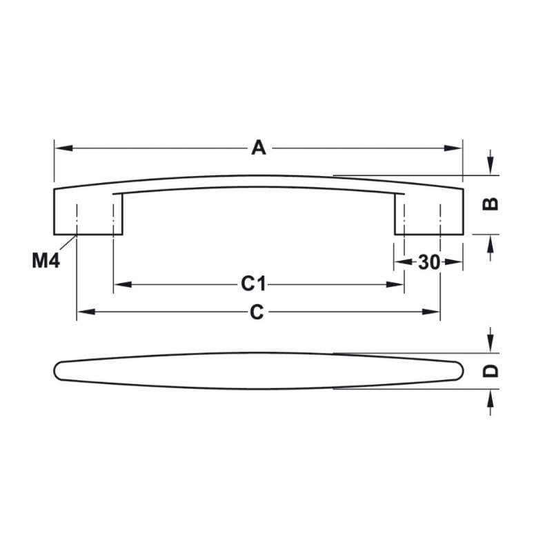 Tay nắm tủ chữ D Hafele 110.34.338 (đen, mờ)